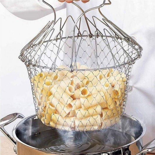 Foldable Steam Rinse Deep Frying Basket
